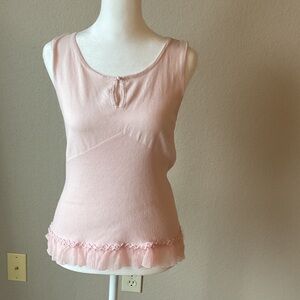 ANTONIO MELANI Light Pink Tank Top with Ruffle Hem